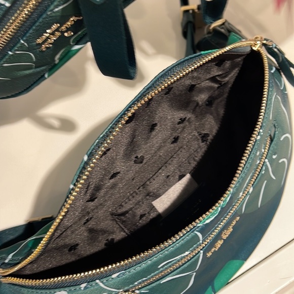 Kate Spade Chelsea Monstera Leaves Print Nylon Belt Bag Fanny Pack Green Multi - Picture 11 of 16